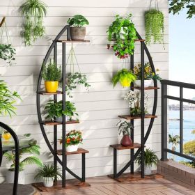 Set of 2 Modern Metal & Wood Plant Stands with 10 Shelves