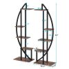 Set of 2 Modern Metal & Wood Plant Stands with 10 Shelves