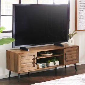 Modern Rustic Wood Finish TV Stand with Mid Century Legs for TVs Up to 65 Inch