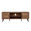 Modern Rustic Wood Finish TV Stand with Mid Century Legs for TVs Up to 65 Inch