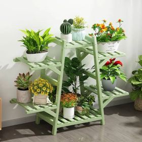Bamboo Wood 6-Shelf Flower Pot Plant Stand in Green Finish