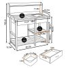 Grey Wood Outdoor Garden Potting Bench with Storage Shelf & Removable Sink