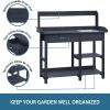 Grey Wood Outdoor Garden Potting Bench with Storage Shelf & Removable Sink