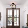 Round 4-Light 12.5 Inch Metal Wood Farmhouse Ceiling Lamp Semi Flush Mount