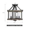 Round 4-Light 12.5 Inch Metal Wood Farmhouse Ceiling Lamp Semi Flush Mount