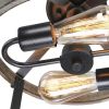 Round 13 Inch Metal Wood Farmhouse 2-Light Ceiling Lamp Semi Flush Mount
