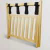 Solid Wood Luggage Rack with Storage Shelf & Black Straps