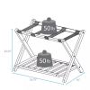 Solid Wood Luggage Rack with Storage Shelf & Black Straps