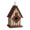 Outdoor A-Frame Solid Wood Bird House with Terracotta Roof