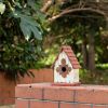 Outdoor A-Frame Solid Wood Bird House with Terracotta Roof