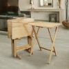 Set of 4 Solid Wood Folding TV Tray Table Set with Stand in Natural Finish