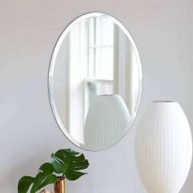 Oval Frameless 36 Inch Beveled Wall Mirror for Bathroom, Bedroom & Vanity