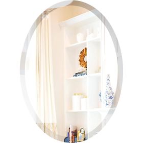 Oval 36 x 24 Inch Beveled Frameless Wall Mirror for Bathroom & Living Room