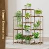 Natural Wood Bookcase Plant Stand Shelving Rack Holds Up to 9 Planters