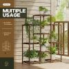 Natural Wood Bookcase Plant Stand Shelving Rack Holds Up to 9 Planters