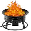 Portable Outdoor Black Metal Propane Fire Pit with Cover & Carry Kit