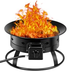 Portable Outdoor Black Metal Propane Fire Pit with Cover & Carry Kit