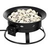 Portable Outdoor Black Metal Propane Fire Pit with Cover & Carry Kit