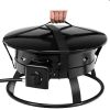Portable Outdoor Black Metal Propane Fire Pit with Cover & Carry Kit
