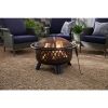 Black Steel Fire Pit Grill with Screen and Poker