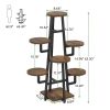 Modern Multi-Tier Plant Stand with Black Metal Frame & Wood Shelves