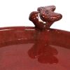 Outdoor Dark Red Ceramic Birdbath with Antique Finish