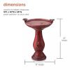 Outdoor Dark Red Ceramic Birdbath with Antique Finish