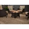 Round Steel Outdoor Fire Pit with Cover and Poker in Bronze