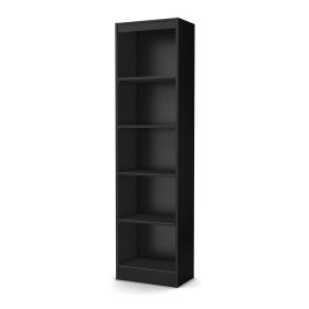 5 Shelf Narrow Bookcase in Black Finish