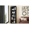 5 Shelf Narrow Bookcase in Black Finish