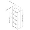 Modern Bookcase with 3 Shelves and Bottom Door Storage in Black