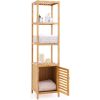Slim 3 Shelf Bamboo Wood Bookcase Shelving Unit with Bottom Storage Cabinet