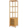 Slim 3 Shelf Bamboo Wood Bookcase Shelving Unit with Bottom Storage Cabinet