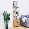Slim 3 Shelf Bamboo Wood Bookcase Shelving Unit with Bottom Storage Cabinet