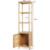 Slim 3 Shelf Bamboo Wood Bookcase Shelving Unit with Bottom Storage Cabinet