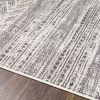 6.6 Ft x 9 Ft Grey Ivory Chevron Stripe Geometric Boho Style Area Rug