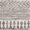 6.6 Ft x 9 Ft Grey Ivory Chevron Stripe Geometric Boho Style Area Rug