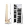 White Jewelry Cabinet Armoire with Freestanding Rotating Mirror