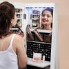 White Jewelry Cabinet Armoire with Freestanding Rotating Mirror