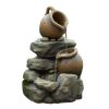 Outdoor Garden Rock & Pitchers Waterfall Fountain with Pump