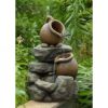 Outdoor Garden Rock & Pitchers Waterfall Fountain with Pump