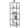 Black Metal Frame Glass Shelf Bookcase 4 Shelves Modern Shelving Unit