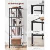 Black Metal Frame Glass Shelf Bookcase 4 Shelves Modern Shelving Unit