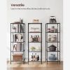 Black Metal Frame Glass Shelf Bookcase 4 Shelves Modern Shelving Unit
