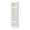 5 Shelf Narrow Bookcase Storage Shelves in White Wood Finish