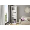5 Shelf Narrow Bookcase Storage Shelves in White Wood Finish