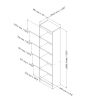 5 Shelf Narrow Bookcase Storage Shelves in White Wood Finish