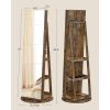 Rustic Brown Wood Jewelry Cabinet Armoire with Rotating Mirror