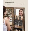 Rustic Brown Wood Jewelry Cabinet Armoire with Rotating Mirror