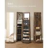 Rustic Brown Wood Jewelry Cabinet Armoire with Rotating Mirror